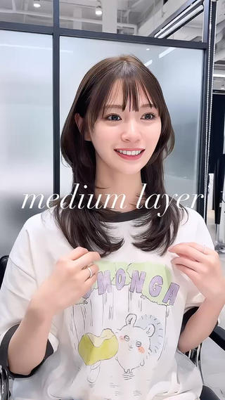 ミディアム 韓国レイヤーカット 髪質改善▫️水野有真のヘアスタイル