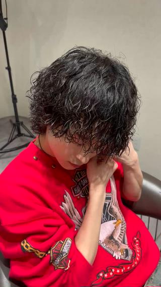 細め強め波巻きパーマ 