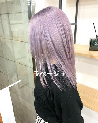 セミロング カラー ハイトーン カラーのヘアスタイル