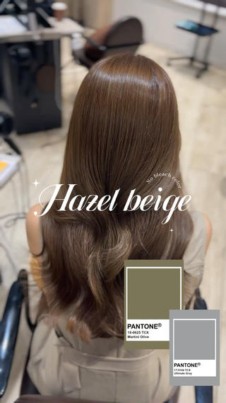ブリーチなし♡ワンカラーで叶える 𝒉𝒂𝒛𝒆𝒍 𝒃𝒆𝒊𝒈𝒆 
＊ベースが黒髪や暗髪の方はブリーチなしダブルカラー推奨◎
⁡
透明感たっぷりのbeigeイエベ春優勝カラーです⟡.·
 