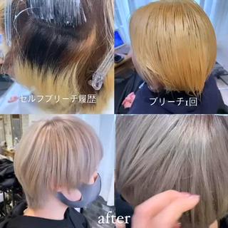 ブリーチ2回以上
ミルクティグレーカラー 