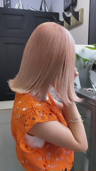 ミディアム カラー ヘアアレンジ ブリーチダブルカラー 元町三宮/三ノ宮のヘアスタイル