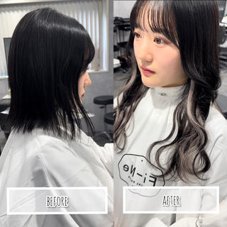 #プルエクステ#プラチナ毛質#ロング#インナーカラー