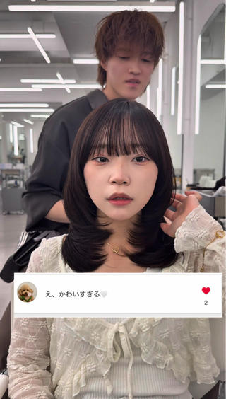 セミロング 失敗しない顔まわり× 小顔補正レイヤー難波のヘアスタイル
