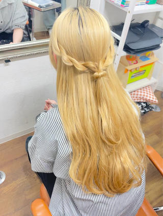 ゆる巻き+ハーフアップアレンジ