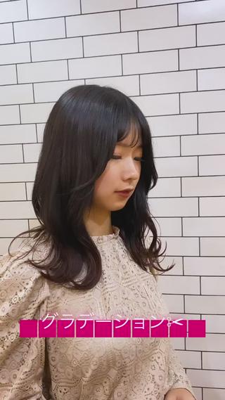 セミロング カラー TAI透明カラー 柔らかい縮毛矯正のヘアスタイル
