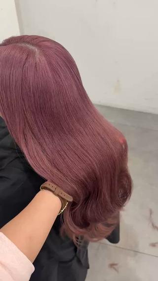 ロング カラー パーマ 🎀ピンクベージュ/ satsuki🎀のヘアスタイル