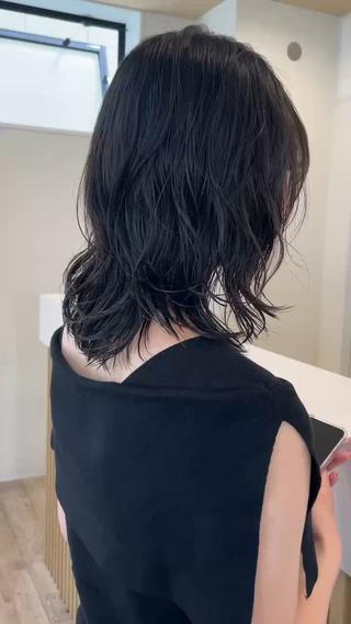 ミディアム パーマ 抜け感ボブ×パーマ ｜kazaneのヘアスタイル