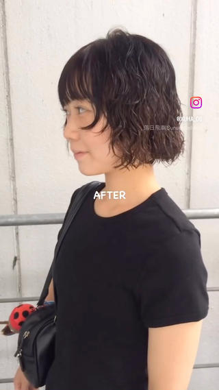 ショート パーマ 杏華レイヤー/ パーマ/ハイトーンのヘアスタイル