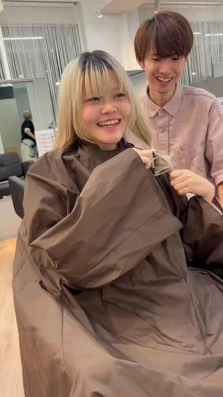 ショート カラー ボブ、縮毛矯正👑 心斎橋/高城涼也のヘアスタイル