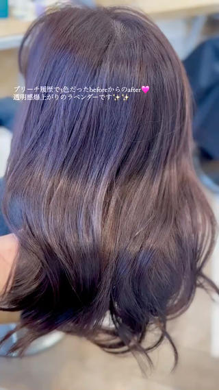 セミロング カラー ツヤ髪になりたい方へ 🩷柴田知亜希のヘアスタイル