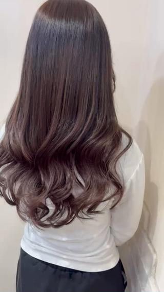 ロング カラー ヘアアレンジ きむえり/髪質改善 /うねり広がり改善のヘアスタイル