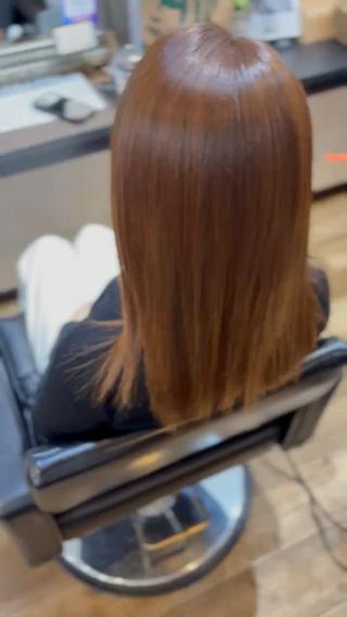 セミロング きむえり/髪質改善 /うねり広がり改善のヘアスタイル