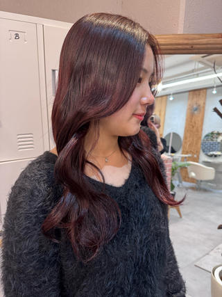 #ワインレッド#ブリーチなし#ブリーチなしダブルカラー#ダブルカラー#ワインレッド#チェリーレッド#赤髪#ピンクカラー#大阪美容師#大阪カラー#梅田美容室#梅田美容