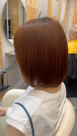 ロング パーマ 縮毛矯正/暖色カラー ピンクベージュのヘアスタイル