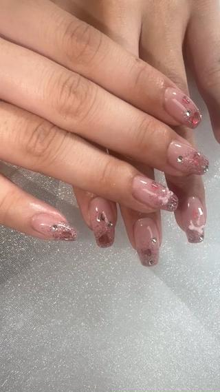 ラメグラデーションにハートホロでキラキラに