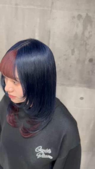 セミロング カラー メンズ 推し活カラー🌈青 紫得意🔅かずき🔅のヘアスタイル