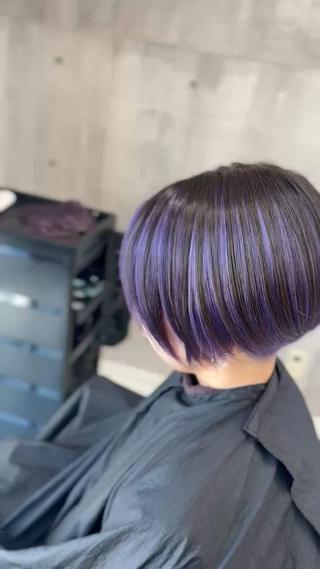 ショート カラー メンズ 推しカラー🌈青、紫 デザイン💎かずきのヘアスタイル