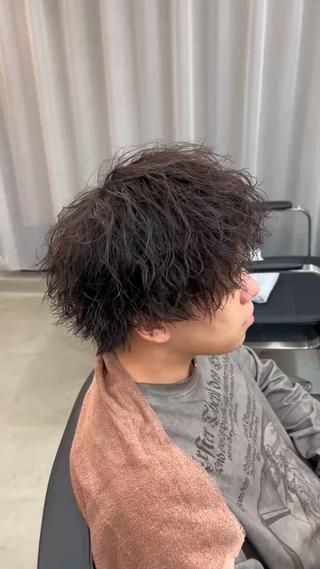 無造作パーマ×マッシュウルフ