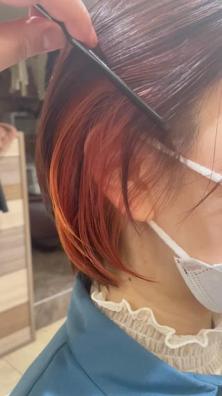 ダブルインナーカラー >> オレンジ × レッド
インナーカラー以外 >> カシスブラウン