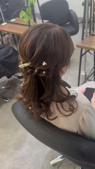 #ハーフアップ#巻き髪