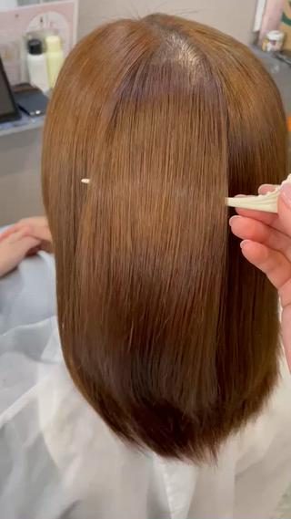 パーマ履歴の縮毛矯正も優しいお薬で丁寧に伸ばします