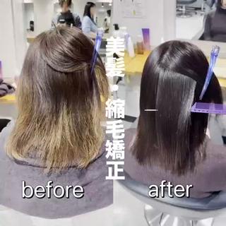 ミディアム 艶カラー美髪縮毛矯正 /髪質改善✨️ユウキのヘアスタイル