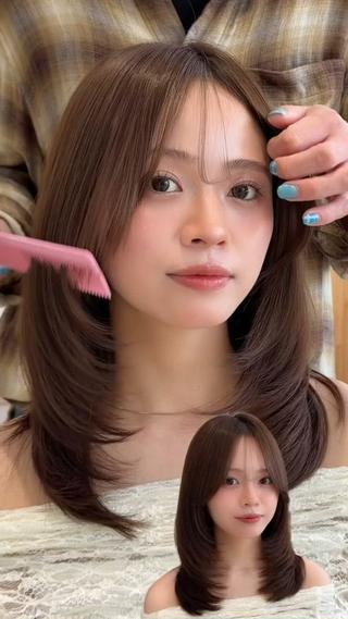 セミロング 顔周り/レイヤー /韓国ヘア/TAKUのヘアスタイル