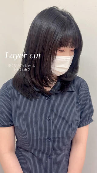 ミディアム レイヤー/韓国ヘア/ 透明感カラー/ここねのヘアスタイル