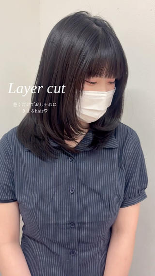 ミディアム レイヤー/韓国ヘア/ 透明感カラー/ここねのヘアスタイル