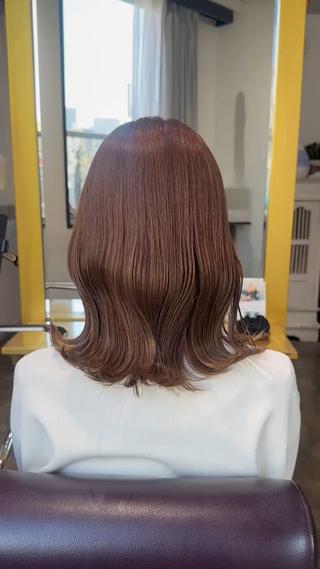 セミロング カラー Saki💛心斎橋 髪質改善/艶カラーのヘアスタイル