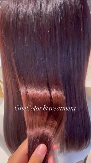 color後にトリートメントをすると染める前よりツヤツヤサラサラに