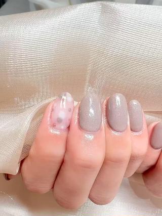 秋色の雪たまネイルデザイン