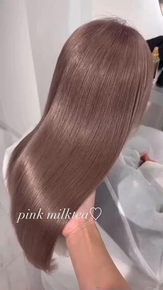 pink milktea♡
2回ブリーチで可能なお色味です!
透明感たっぷりで色落ちも綺麗なブロンドになるのでおすすめです