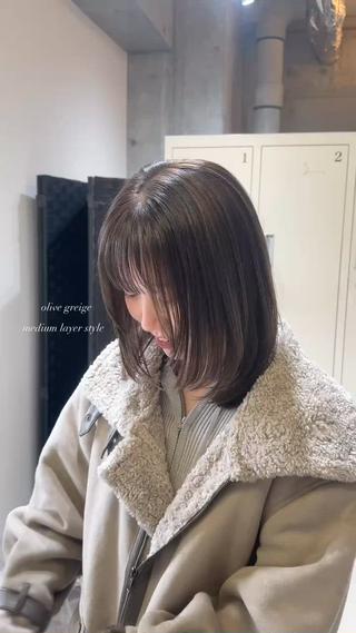 ミディアム カラー 透明感×レイヤー 【梅田】KANONのヘアスタイル