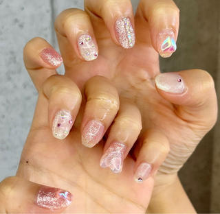 #ハートビーム#チェーンネイル 