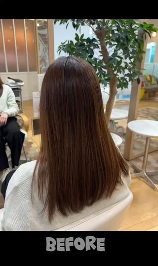 カットカラーモデル様
毛量調整や顔周りカットして、チョコブラウンカラーにしました!