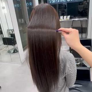 髪質改善ストレート×グレージュ 