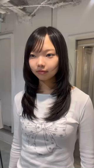 セミロング 新宿/顔周りカット +レイヤー＝しずく♩のヘアスタイル