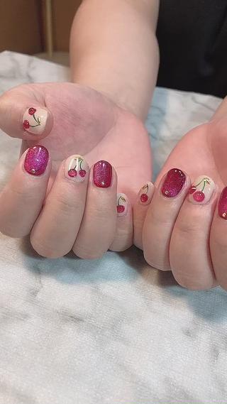 #さくらんぼネイル 