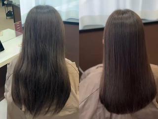 こだわりの髪質改善
before→after(アイロンなし)


ドライヤーだけでまとまる
朝のスタイリングがラクになる
梅雨でもうねらない、広がらない
お家でのシャンプー後もツヤが持続する

「美容院帰りだけキレイ」から卒業しませんか？
髪質改善ストレート 