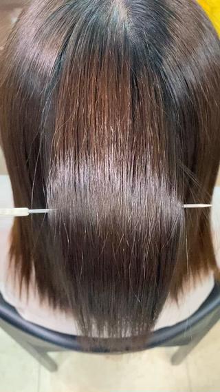 縮毛矯正されたお客様です*・
パサパサした髪からツヤツヤした髪へ