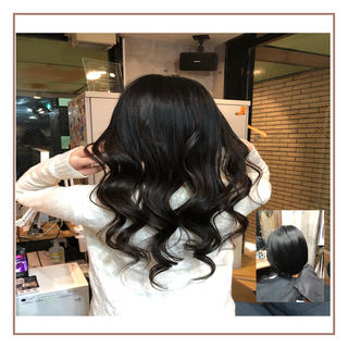ロング カラー ヘアアレンジ ワンホンレイヤー エクステづまのヘアスタイル