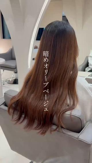 セミロング カラー 髪質改善ストレート 中林優太のヘアスタイル