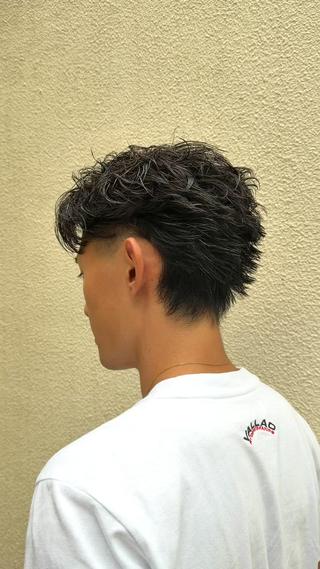 ショート パーマ メンズ 💈ニュアンスパーマ センターパート💈のヘアスタイル