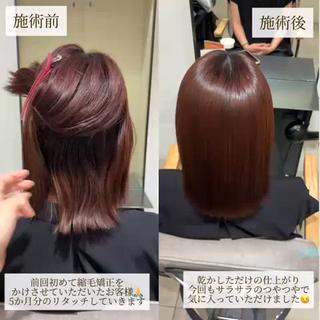 ミディアム miyu 美髪縮毛矯正𓂃꙳⋆のヘアスタイル