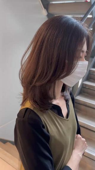 ミディアム カラー パーマ ヘアアレンジ 髪質改善/韓国風 レイヤー/田村祐樹のヘアスタイル