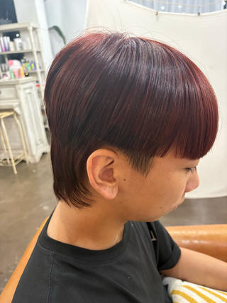 韓国風 マッシュウルフ× ワインレッド
 