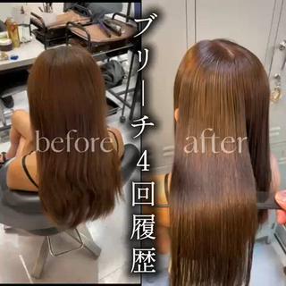 セミロング 🇰🇷ブリーチ縮毛 髪質改善七星🇰🇷のヘアスタイル