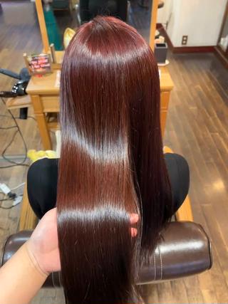 ブリーチなしダブルカラーの赤髪に染めさせていただきました️